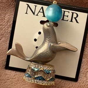 Napier Gold and Blue Seal Brooch